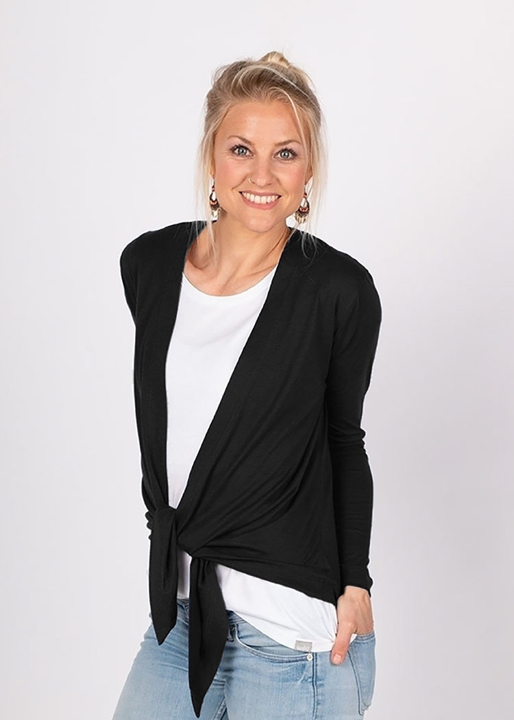 DAMEN JERSEY CARDIGAN BLACK