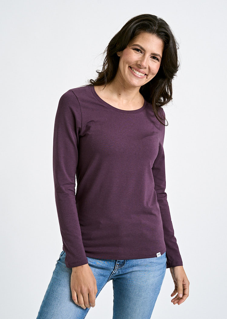 DAMEN LANGARMSHIRT PLUM PERFECT
