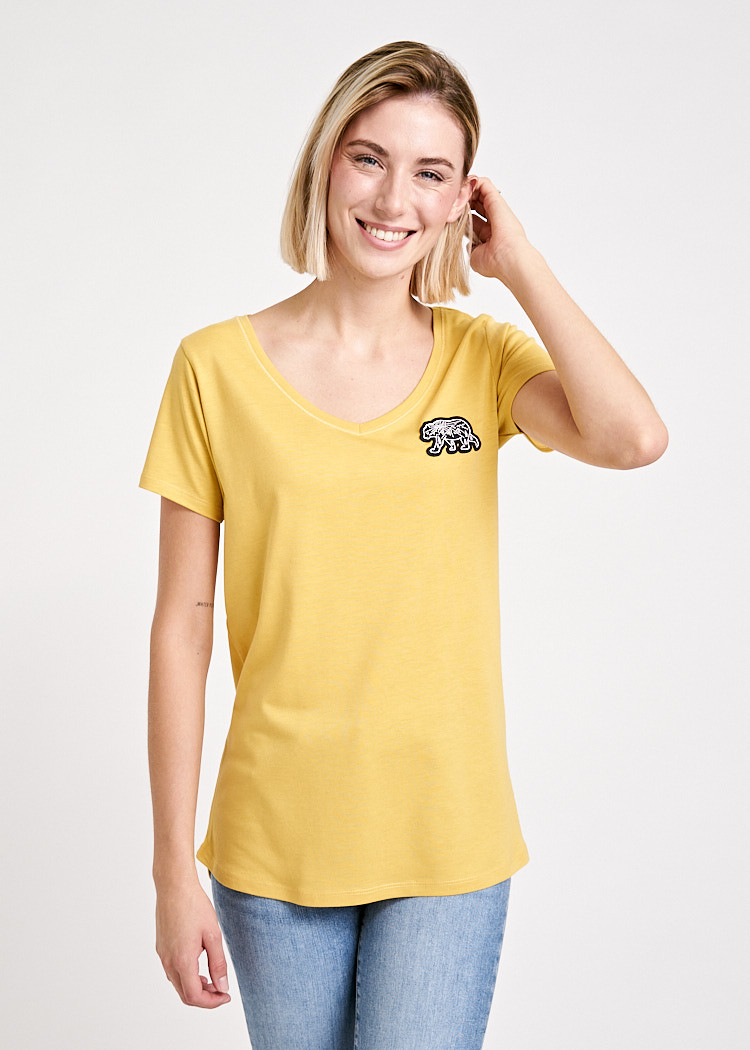 DAMEN V-AUSSCHNITT WOODSHIRT WALKING BEAR