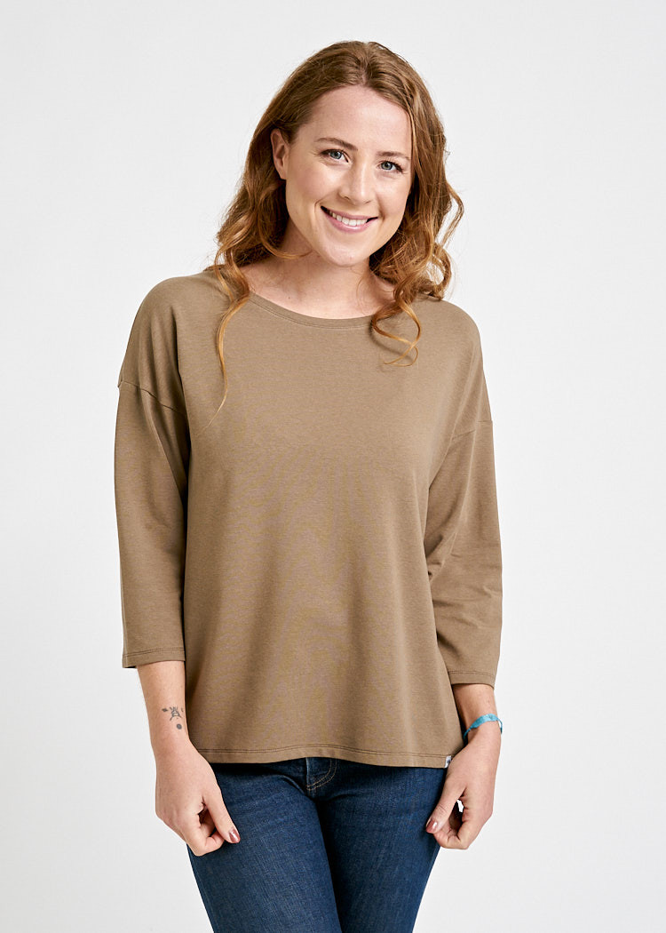 DAMEN LANGARMSHIRT SHIITAKE