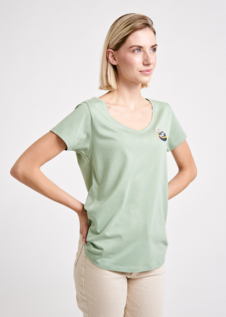 DAMEN V-AUSSCHNITT WOODSHIRT CARAVAN