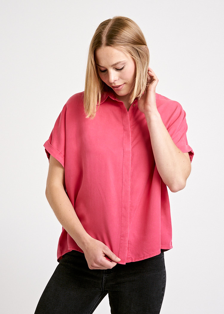 DAMEN TWILL BLUSE VIVA MAGENTA