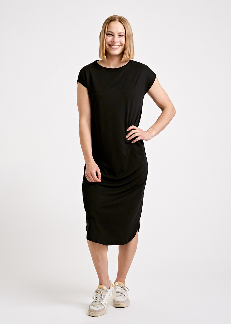 DAMEN KIMONO MIDI-KLEID BLACK