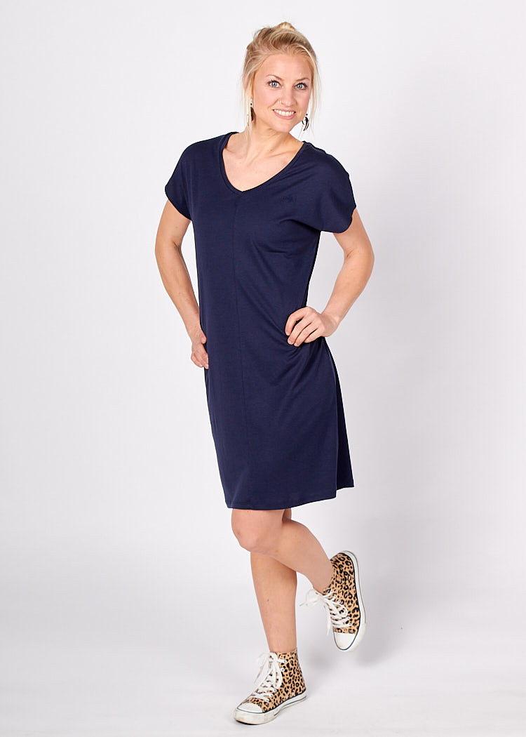 DAMEN V-AUSSCHNITT KLEID MARITIM BLUE