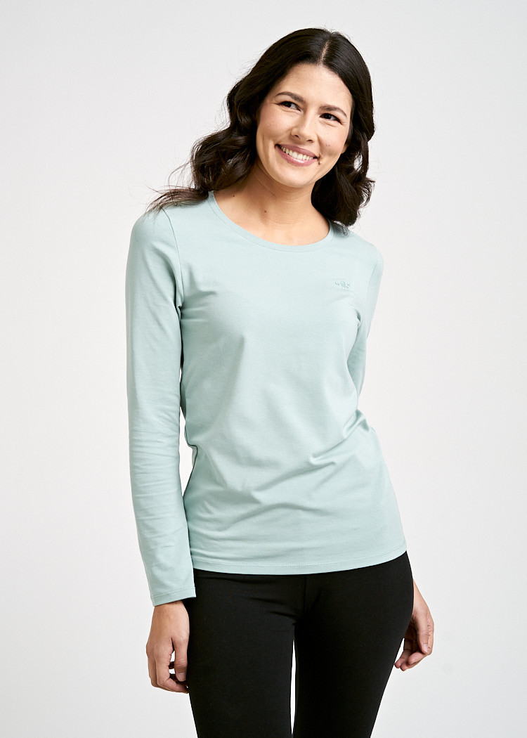 DAMEN LANGARMSHIRT BLUE SURF