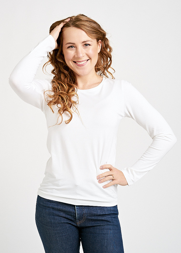 DAMEN LANGARMSHIRT BRIGHT WHITE