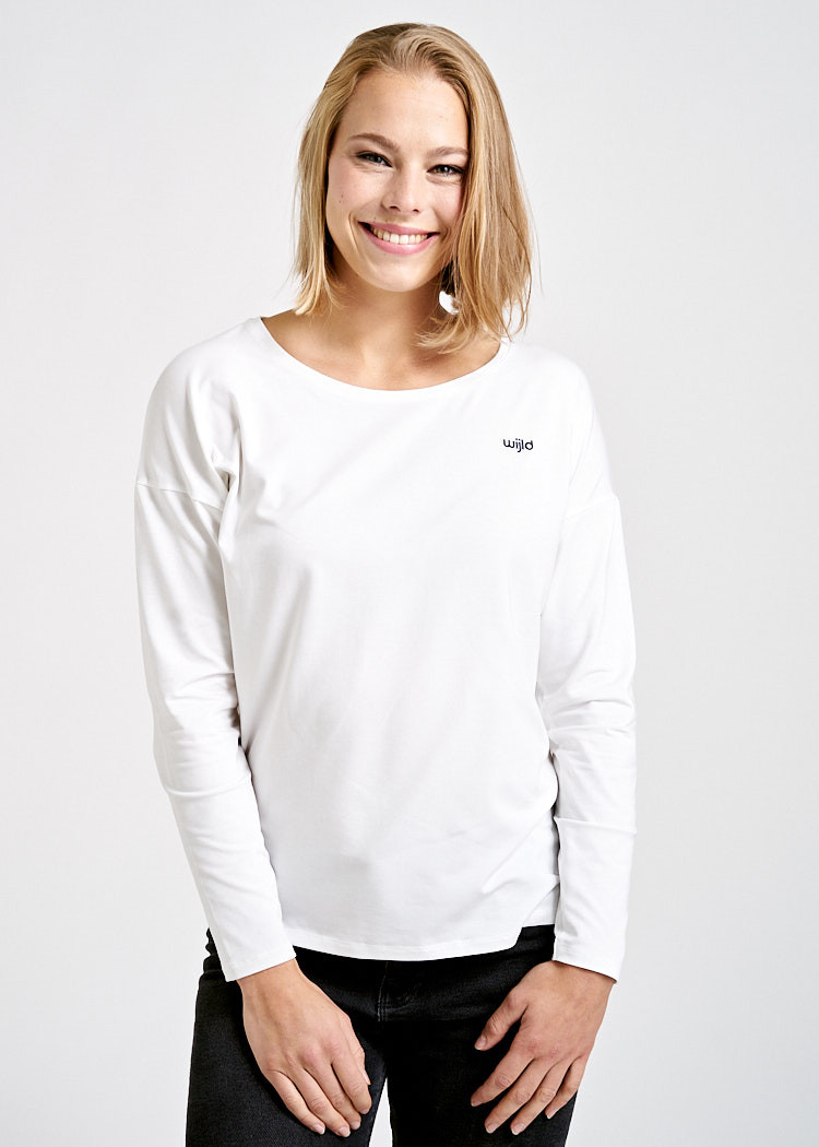 DAMEN LANGARMSHIRT BRIGHT WHITE LONGER