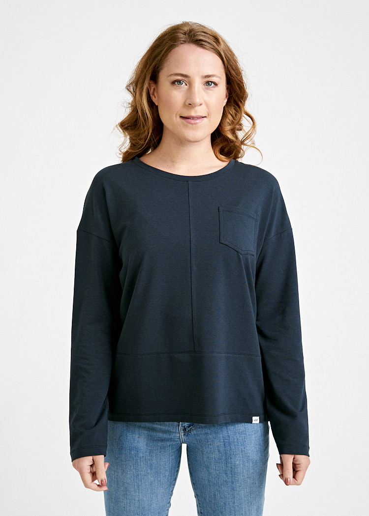 DAMEN LANGARMSHIRT POCKET CARBON