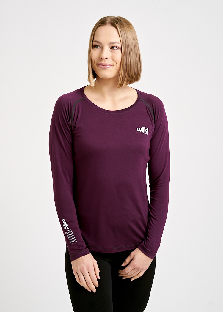 DAMEN SPORT LANGARMSHIRT PURPLE