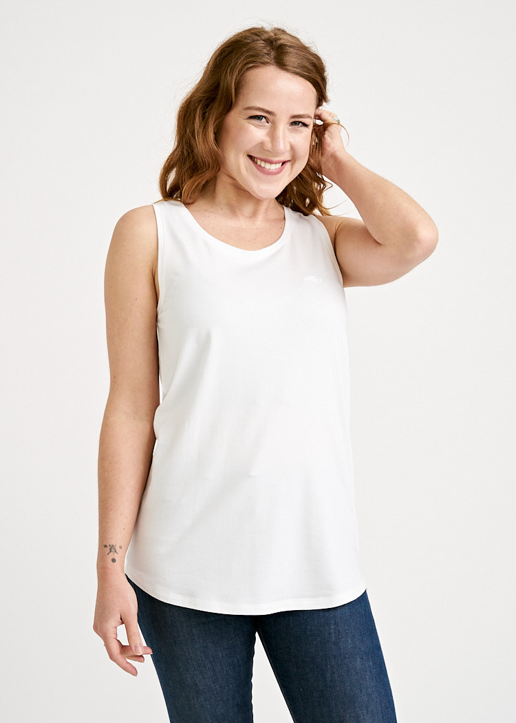 DAMEN SLEEVELESS TOP LONG BRIGHT WHITE