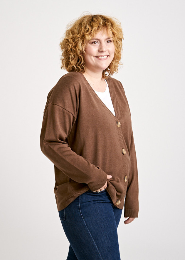 DAMEN STRICK CARDIGAN RAIN DRUM