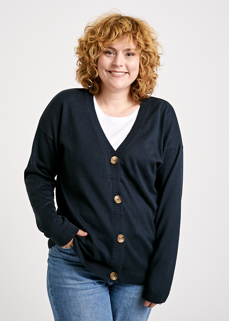 DAMEN STRICK CARDIGAN CARBON