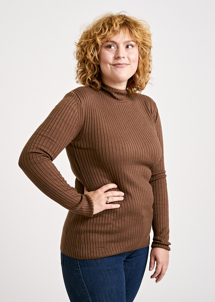 DAMEN ROLLKRAGEN STRICKPULLOVER RAIN DRUM