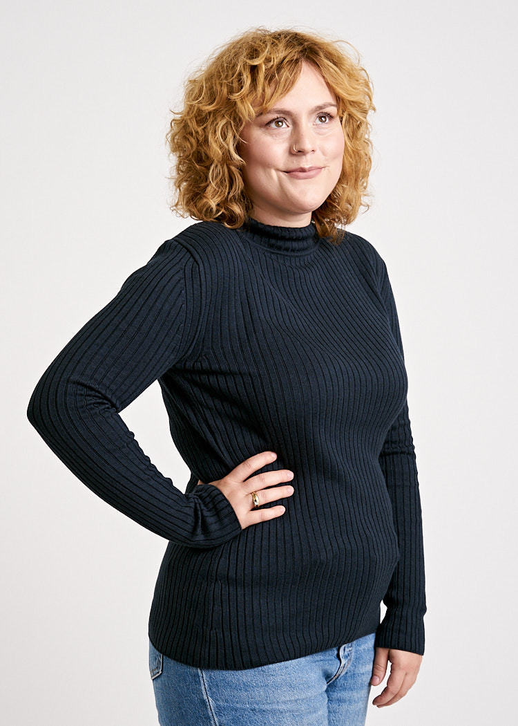 DAMEN ROLLKRAGEN STRICKPULLOVER CARBON