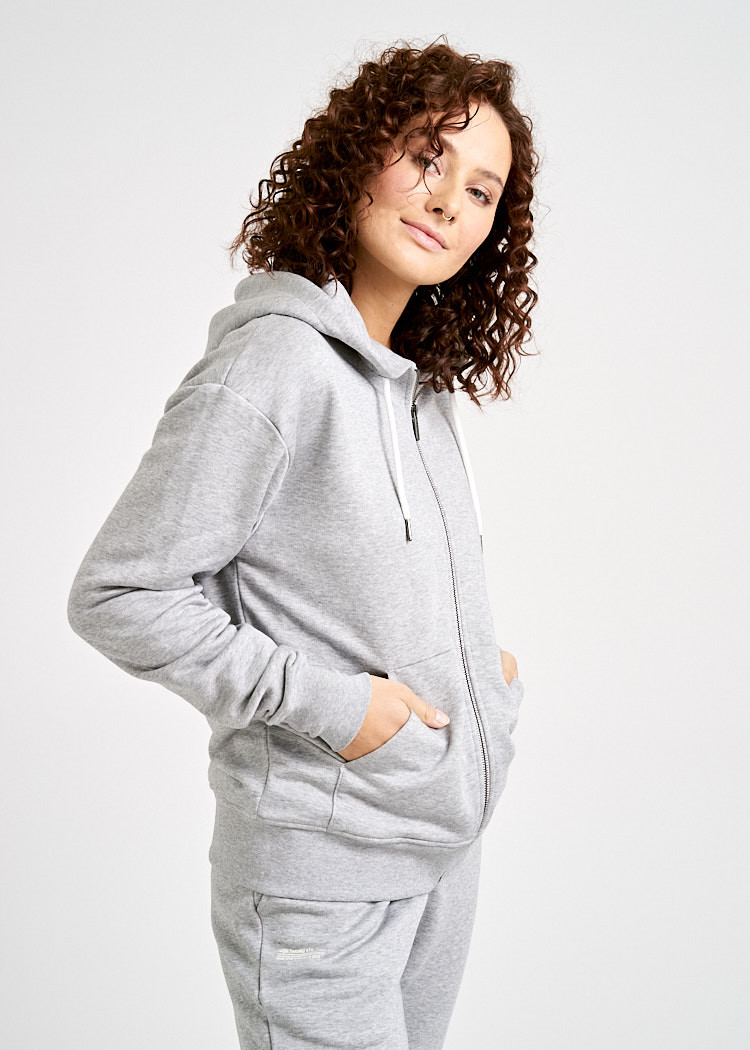 DAMEN ZIP-HOODIE GRAY MELANGE