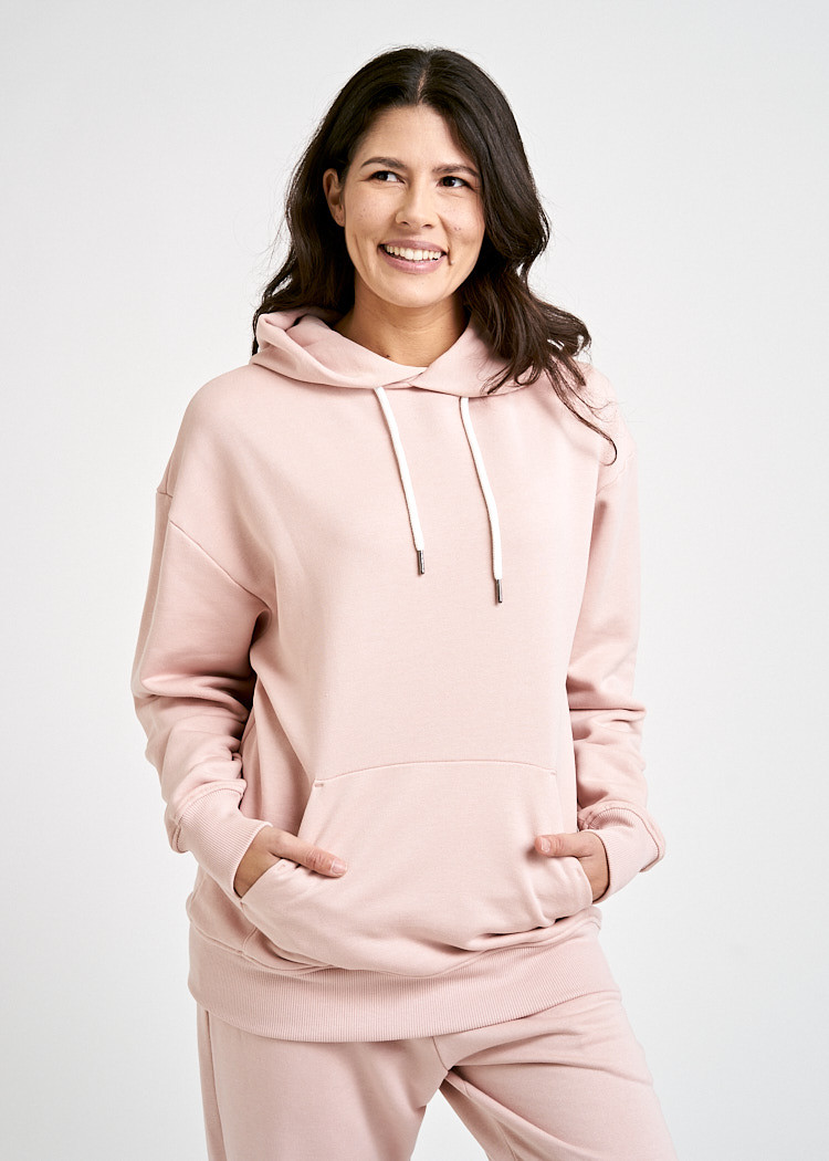 DAMEN HOODIE SMOKED ROSE