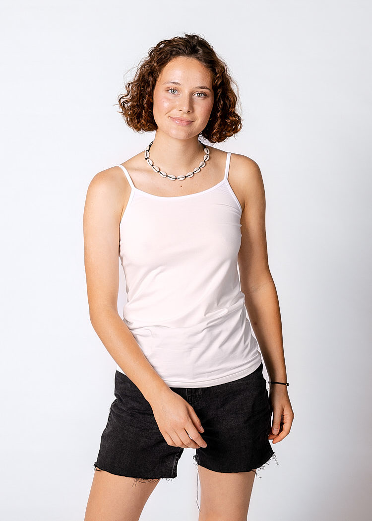 DAMEN SPAGHETTI TOP BRIGHT WHITE