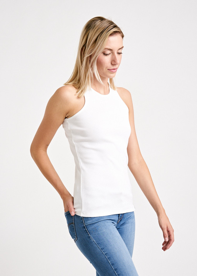 DAMEN RIPP TANK TOP CREW-NECK BRIGHT WHITE