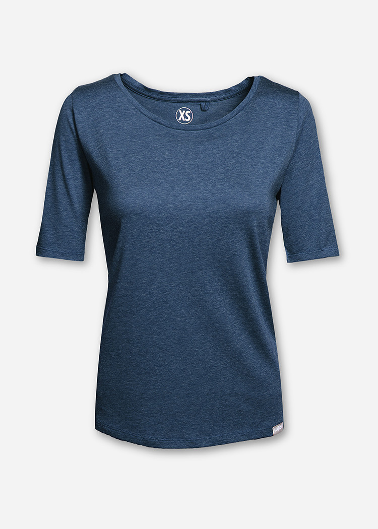 DAMEN WOODSHIRT LONGER BLUE MELANGE