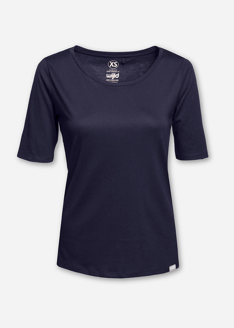 DAMEN WOODSHIRT LONGER MARITIM BLUE