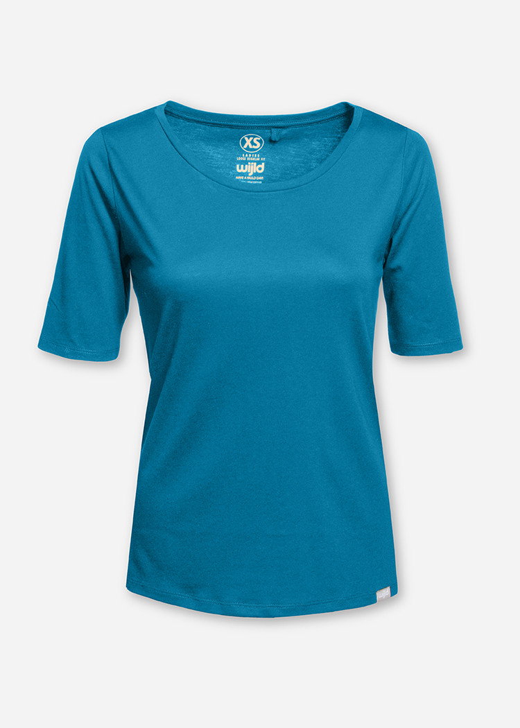 DAMEN WOODSHIRT LONGER PETROL