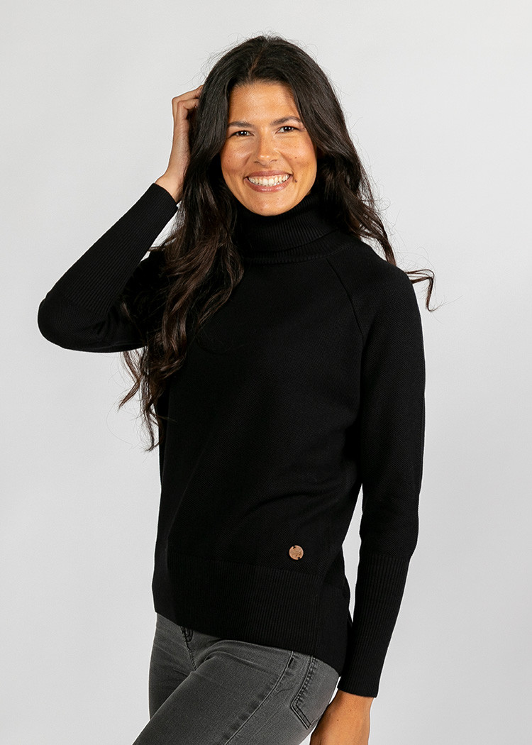 DAMEN ROLLKRAGEN STRICKPULLOVER BLACK