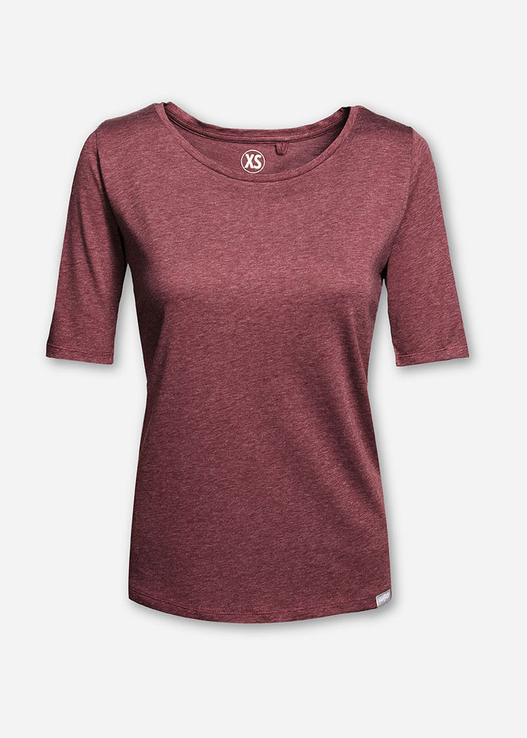 DAMEN WOODSHIRT LONGER RED MELANGE