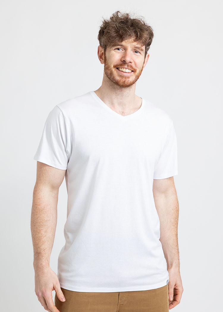 HERREN V-AUSSCHNITT WOODSHIRT BRIGHT WHITE