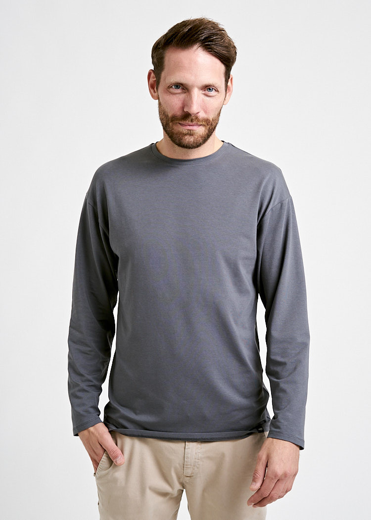 HERREN LANGARMSHIRT OVERCUT DARK GRAY