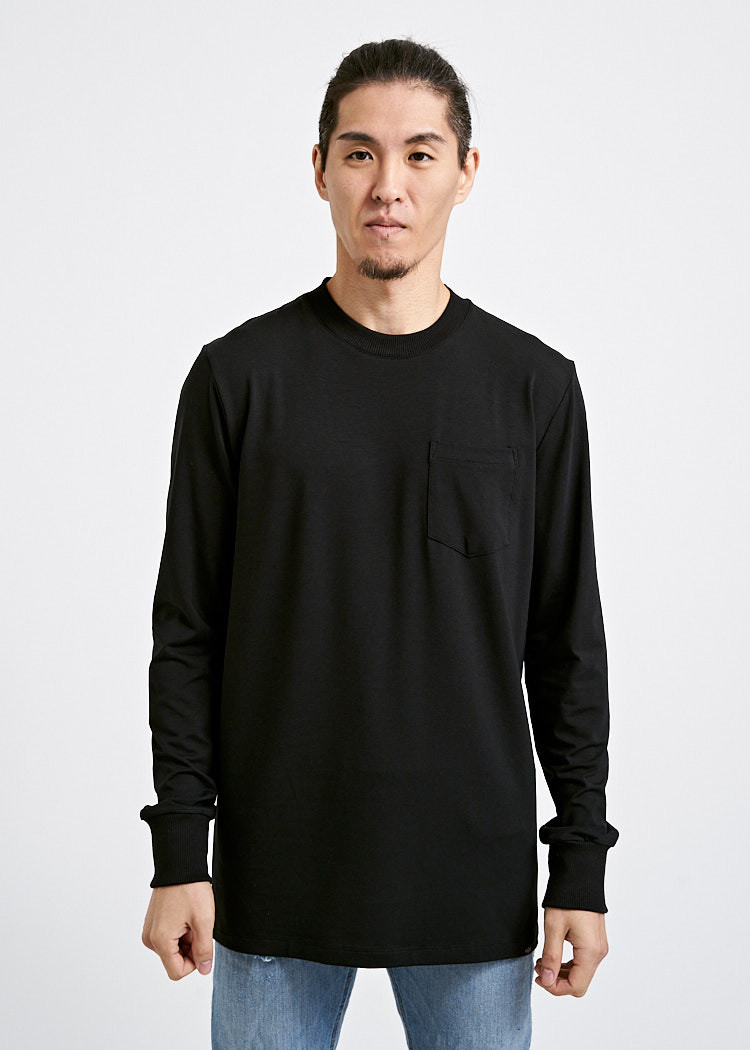 HERREN LANGARMSHIRT POCKET BLACK