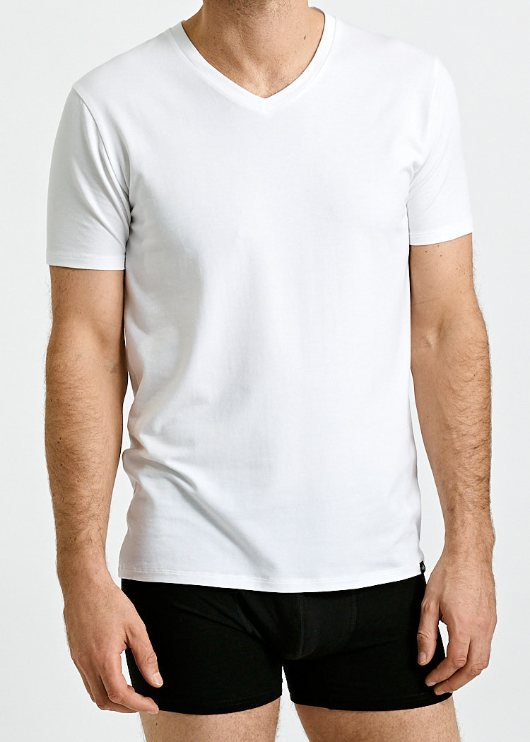HERREN V-AUSSCHNITT WOODSHIRT UNDERWEAR BRIGHT WHITE