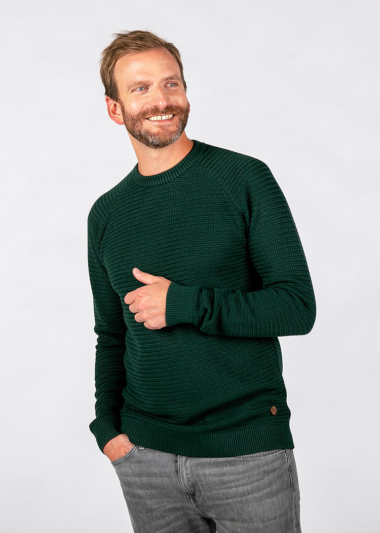 HERREN PANDOO STRICKPULLOVER GREEN MELANGE