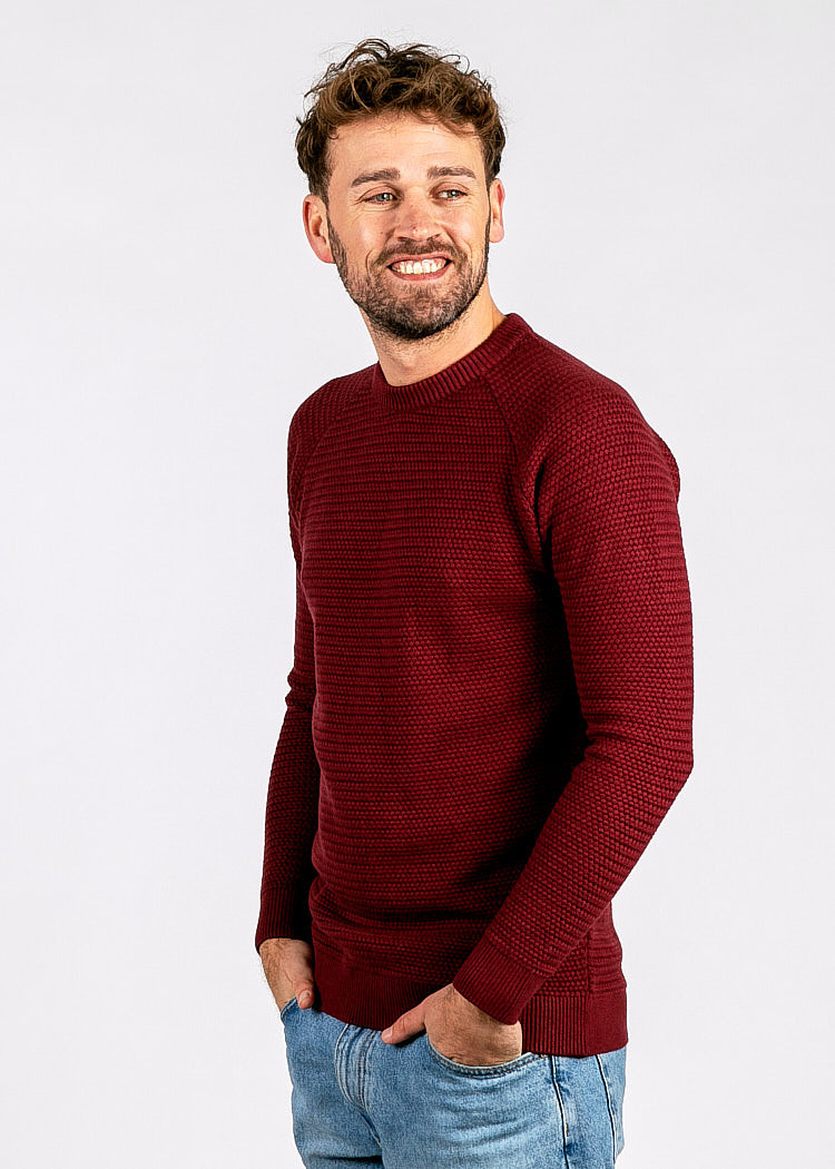 HERREN PANDOO STRICKPULLOVER MERLOT