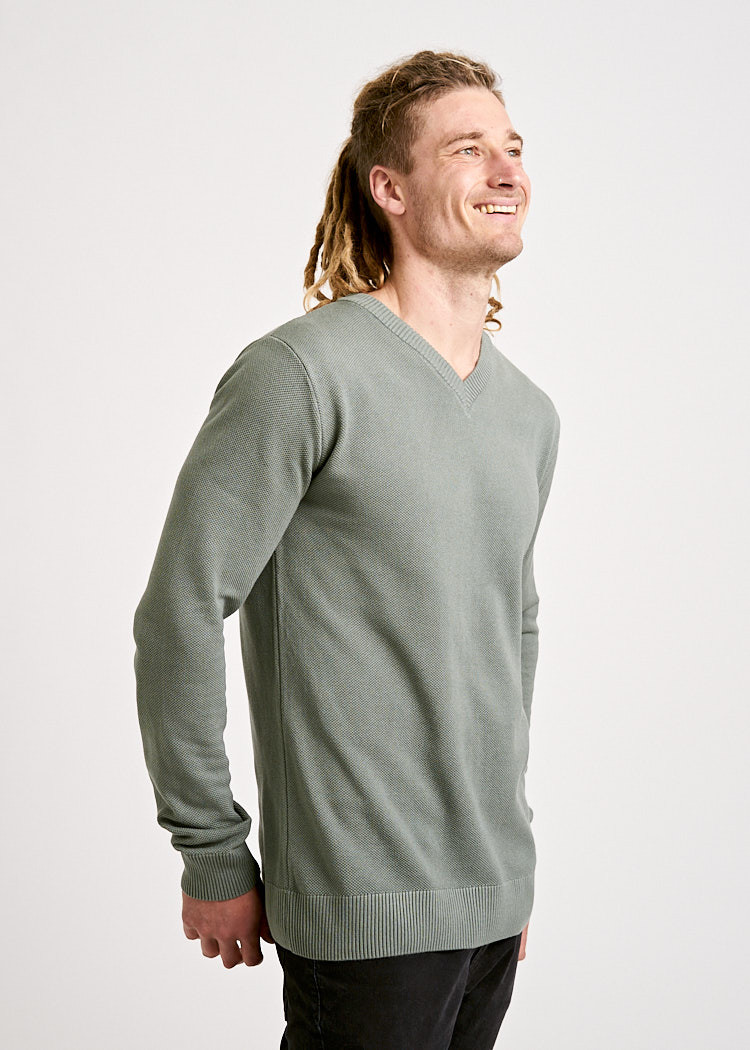 HERREN STRICKPULLOVER AGAVE GREEN