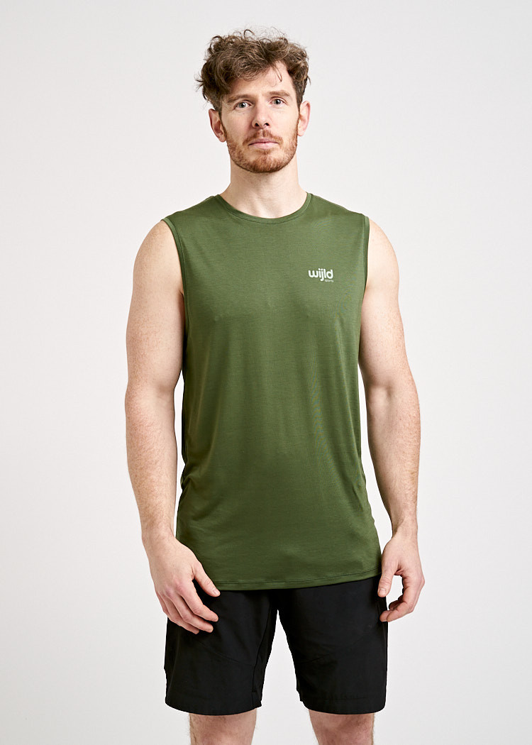 HERREN SPORTSHIRT SLEEVELESS OLIVE