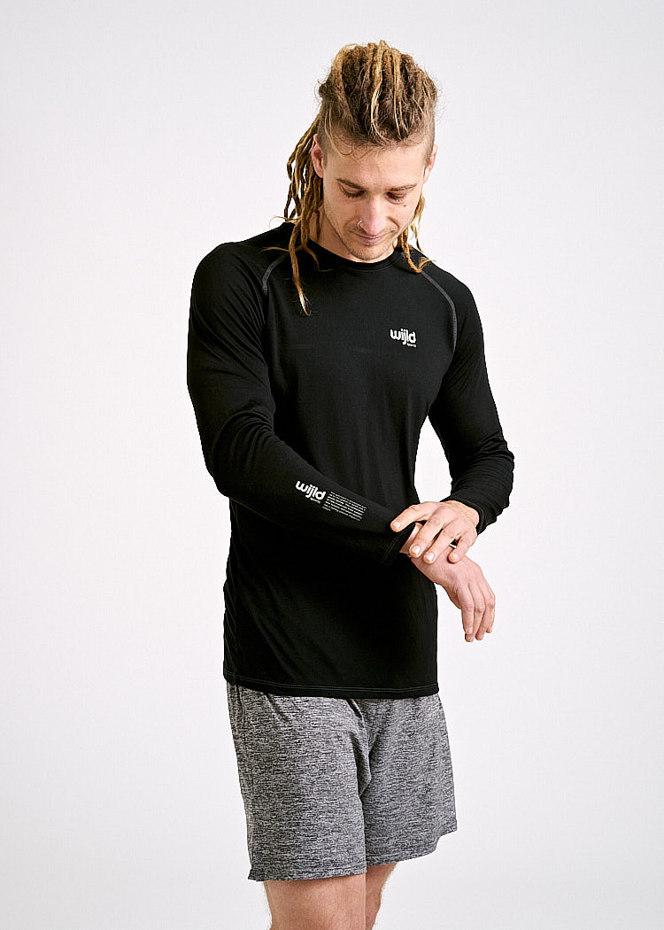 HERREN SPORT LANGARMSHIRT BLACK