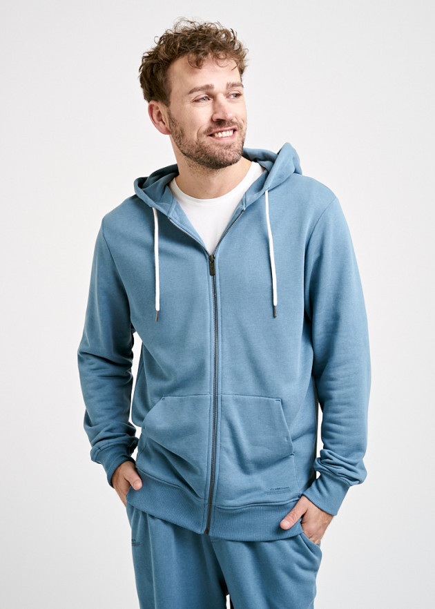 HERREN ZIP-HOODIE BLUE STONE