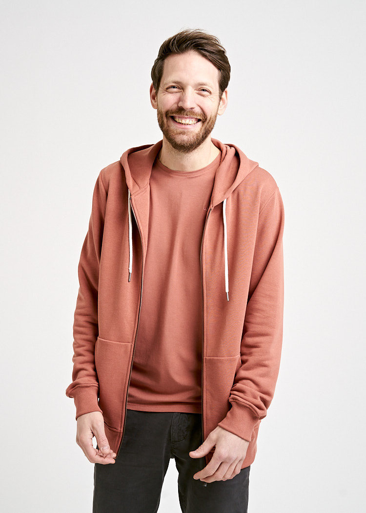 HERREN ZIP-HOODIE COPPER RED