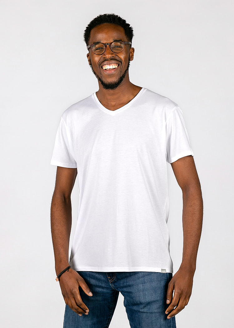 HERREN V-AUSSCHNITT WOODSHIRT BRIGHT WHITE